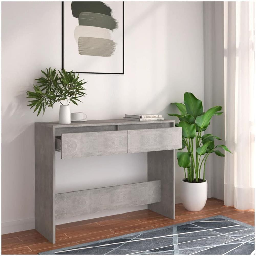 Tavolo Consolle Grigio Cemento 100x35x76,5 cm in Truciolato - Foto 1