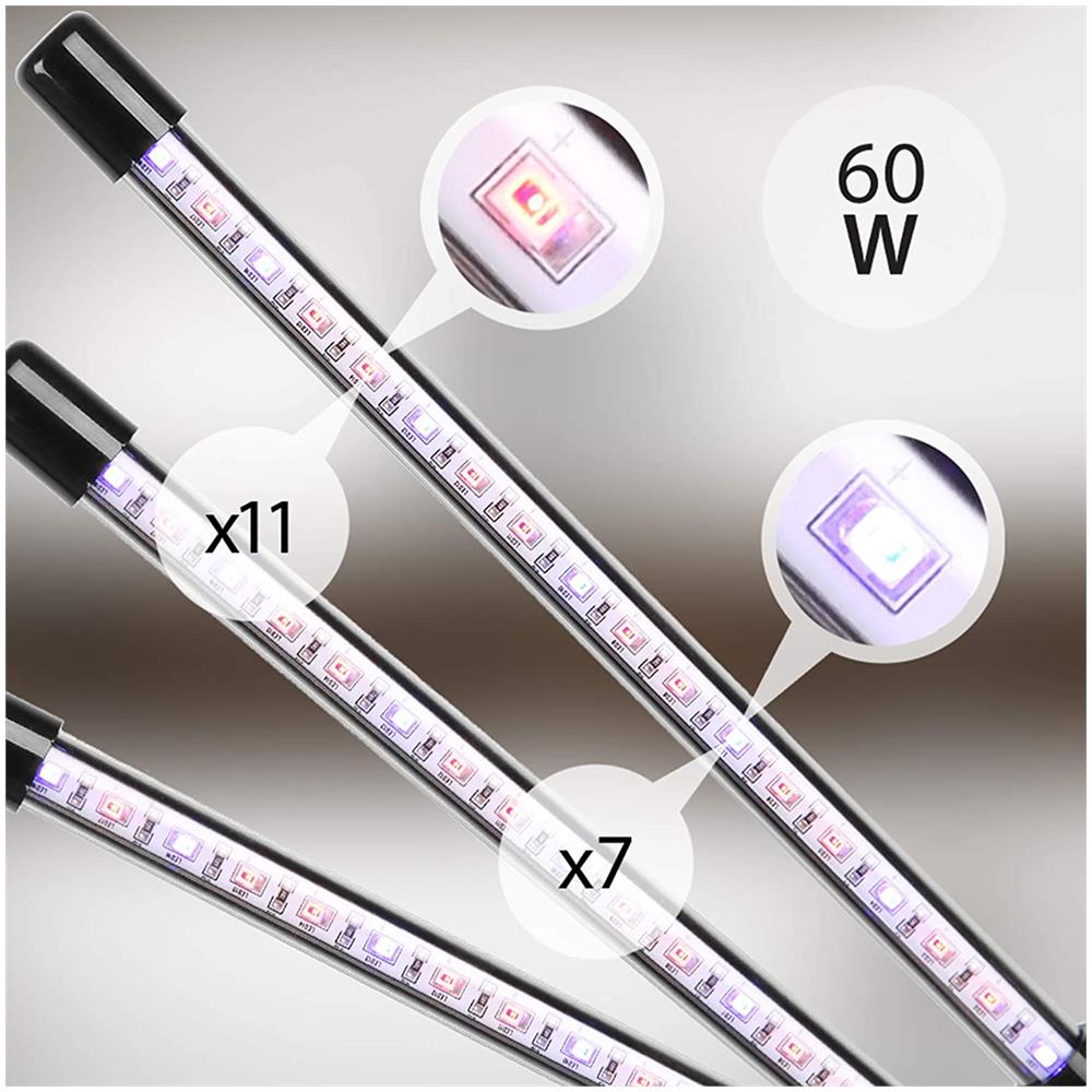 GLC36 Lampada per Coltivazione Piante Interna Pieghevole 60 W Spettro Completo 54x LED - Foto 2