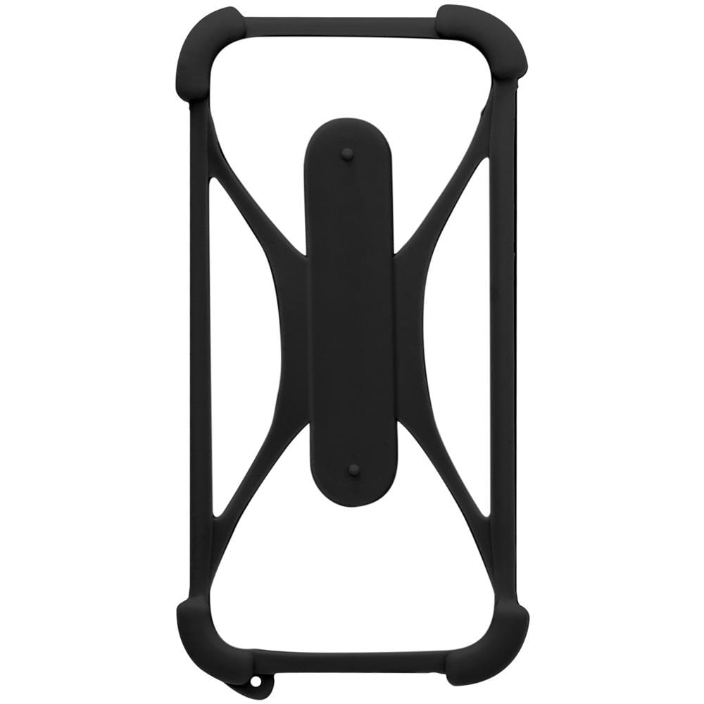 Cover Universale Per Smartphone In Silicone Bumper Con Cavalletto Nera - Foto 1
