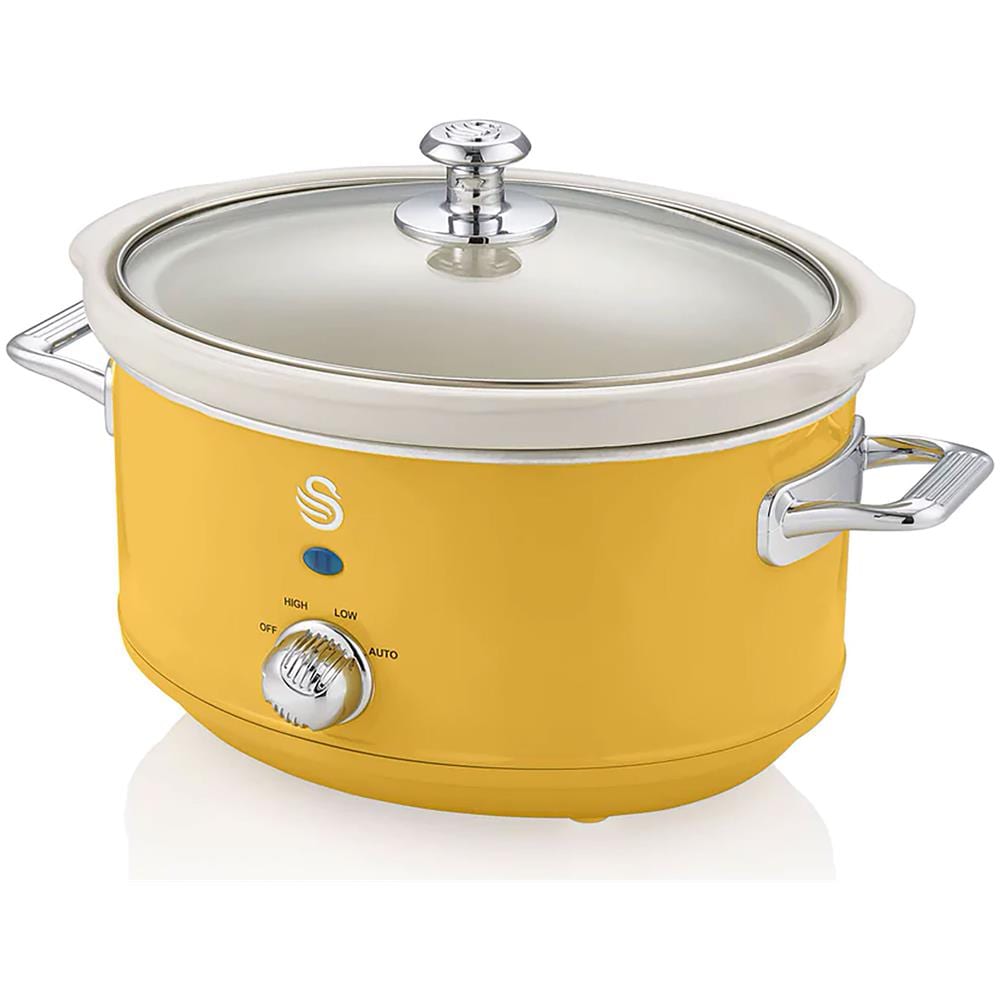 Swan Sf17021yelneu Retro Slow Cooker 3,5l Pentola Rimovibile In Ceramica Antiaderente Senza Pfoa 200w Giallo - Foto 1