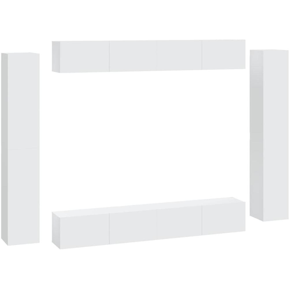 Set Mobili Porta Tv 8pz Bianco In Legno Multistrato - Foto 2