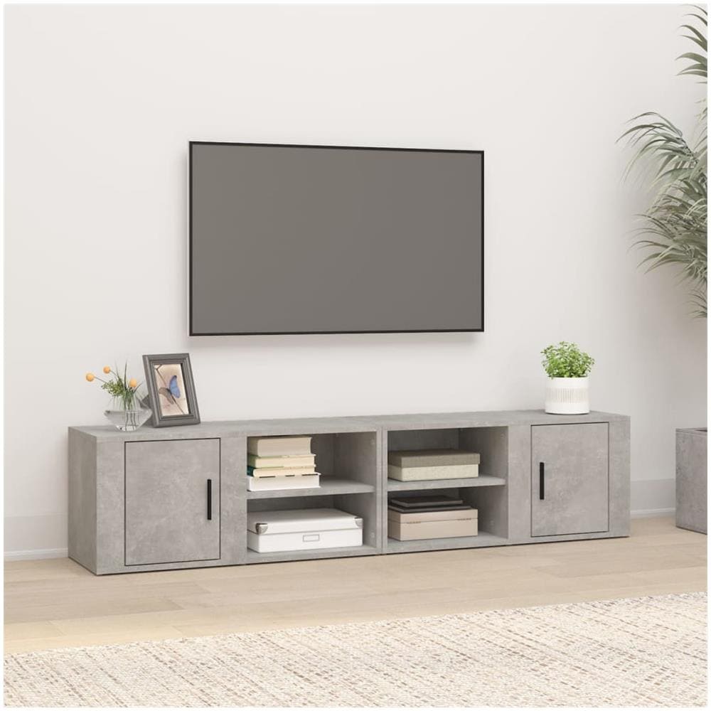 Mobili Tv 2 Pz Grigio Cemento 80x31,5x36 Cm Legno Multistrato - Foto 1