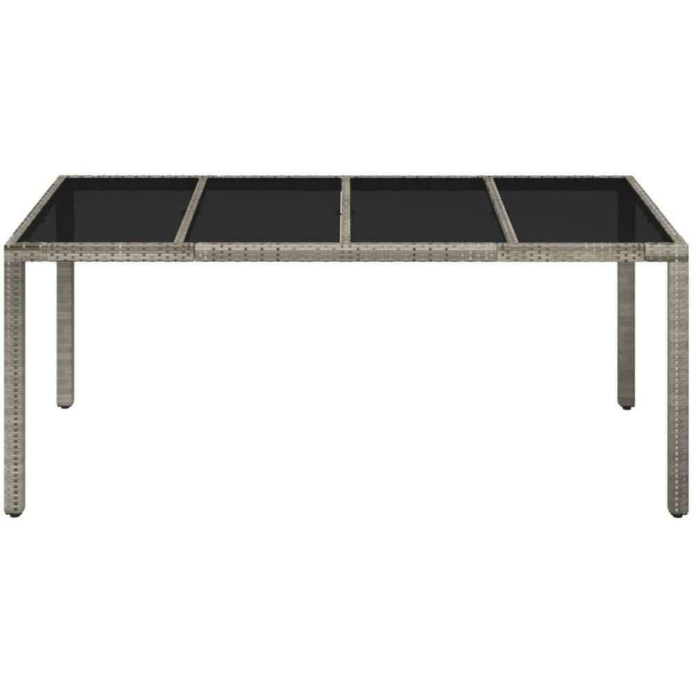 Tavolo Da Giardino Piano In Vetro Grigio 190x90x75cm Polyrattan - Foto 3