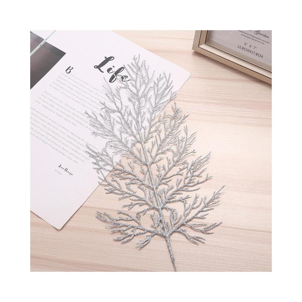 Foglie In Filigrana Artificiale Decorazione Natalizia Confezione Da 5 Argento - Foto 2