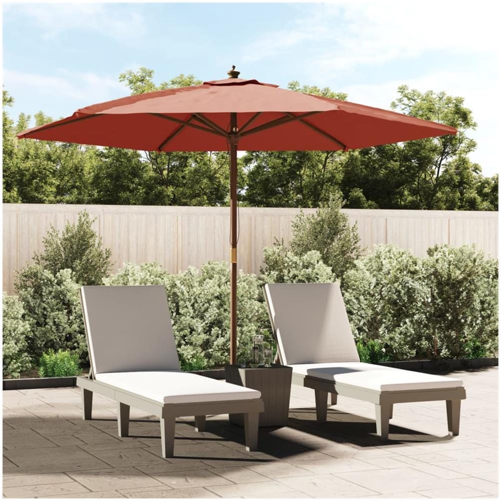 Ombrellone Da Giardino Con Palo In Legno Terracotta 299x240 Cm - Foto 1