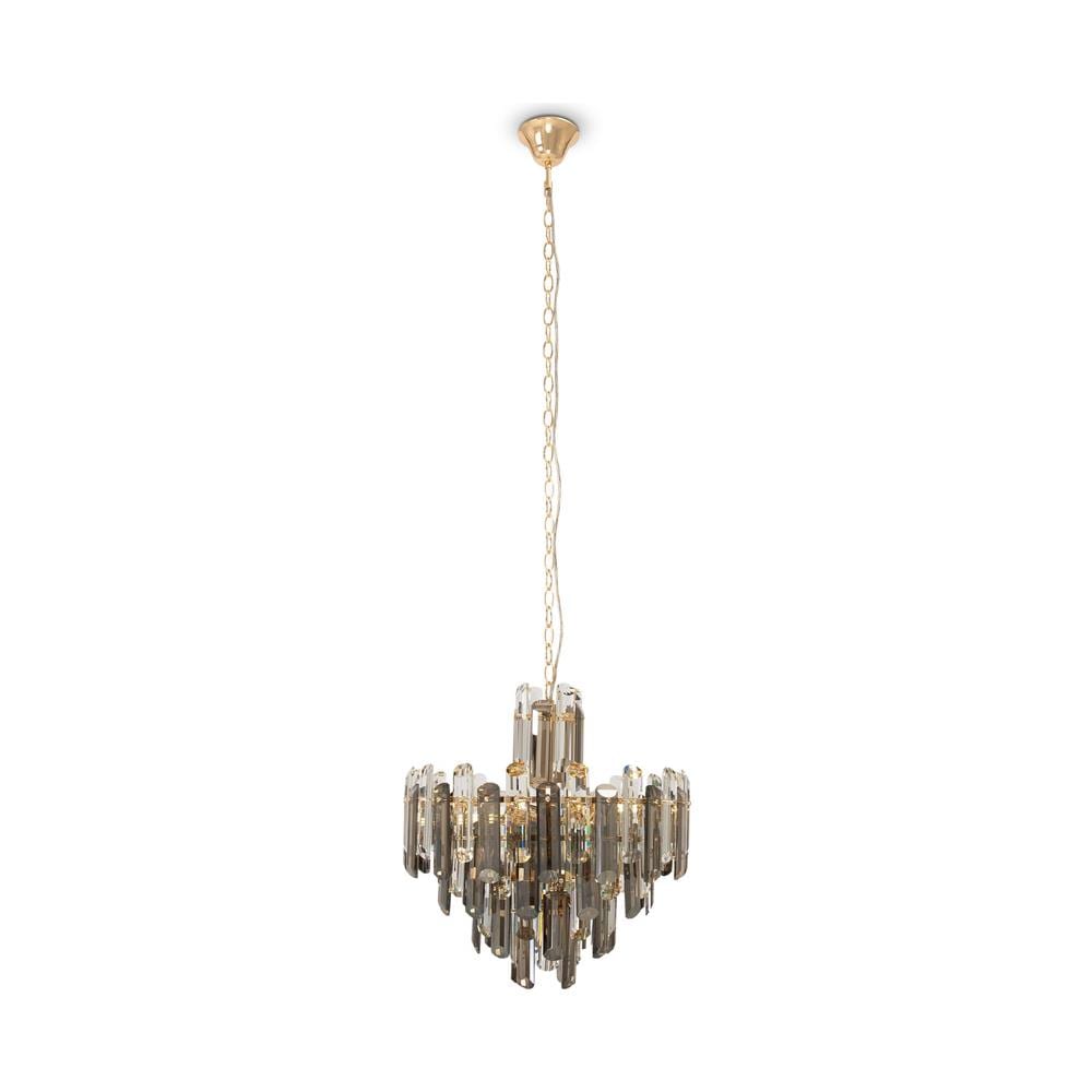 Lampadario Contemporaneo Flare Metallo Oro 6 Luci Diffusori Vetro - Foto 1
