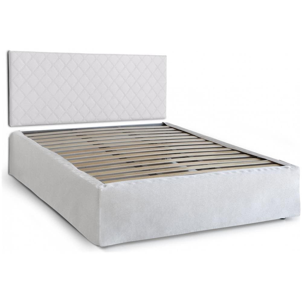 Letto Matrimoniale Clementina, Set Testata In Ecopelle Con Rete Ortopedica E Mantovana, 100% Made In Italy, Adatta A Materasso Da Cm 160x190, Bianco - Foto 2