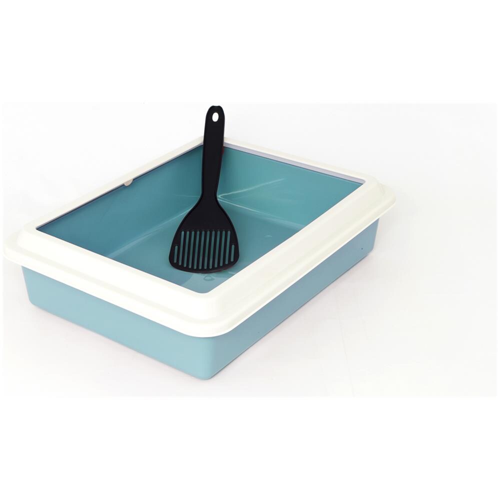 Lettiera Toilette Per Gatti Rettangolare 44x34x11cm Con Paletta Mod 700092 Azzurro - Foto 1