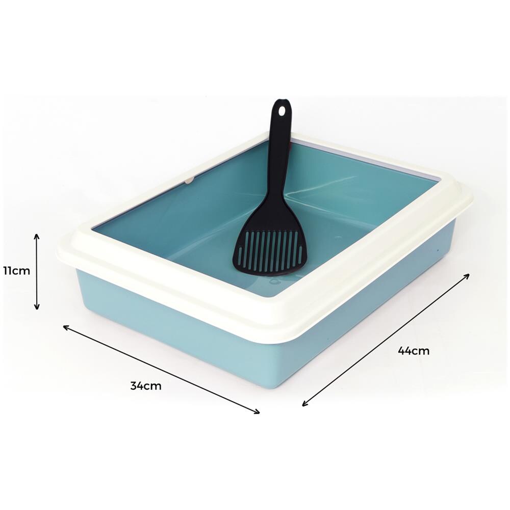 Lettiera Toilette Per Gatti Rettangolare 44x34x11cm Con Paletta Mod 700092 Azzurro - Foto 4