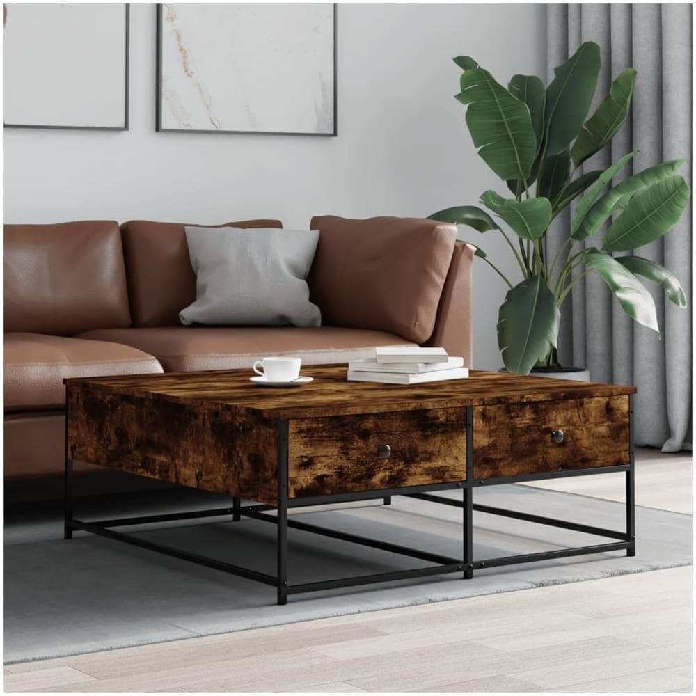 Tavolino Da Salotto Rovere Fumo 100x99x40 Cm Legno Multistrato - Foto 1