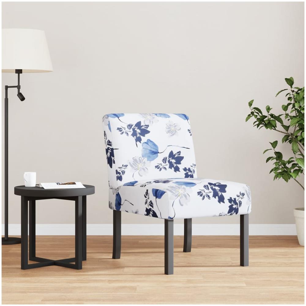 Sedia Pantofola In Tessuto Fiori Blu - Foto 1