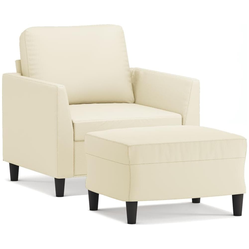 Poltrona Con Poggiapiedi Crema 60 Cm In Similpelle - Foto 2