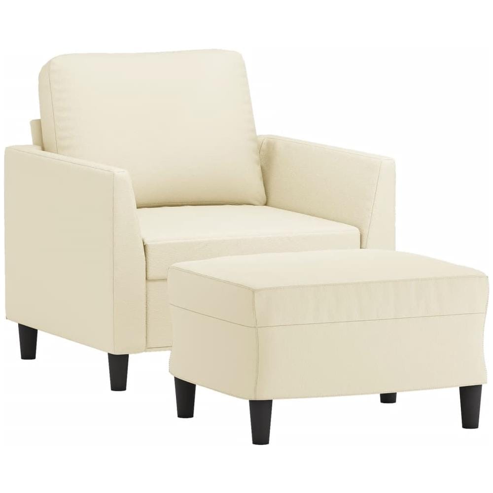 Poltrona Con Poggiapiedi Crema 60 Cm In Similpelle - Foto 3