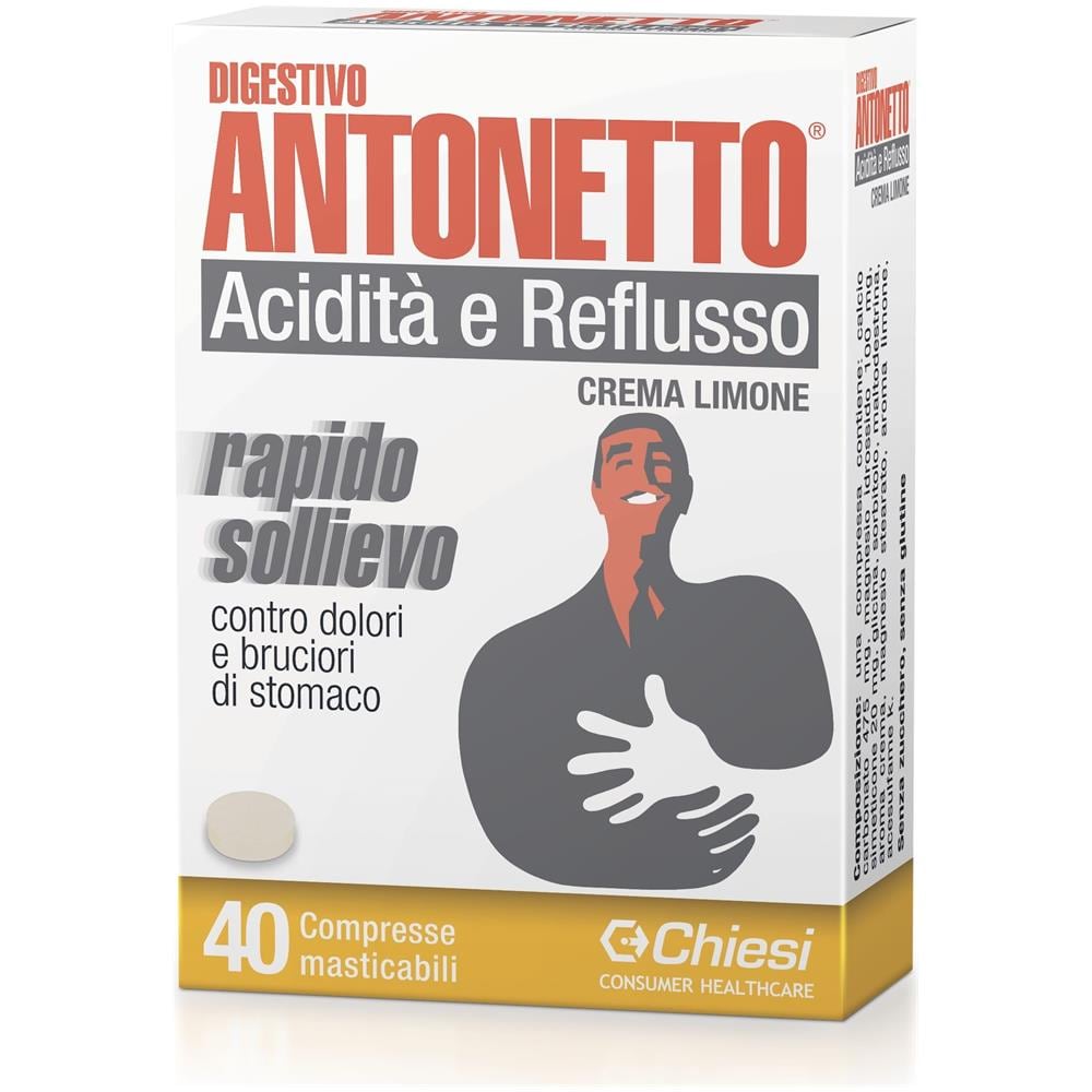 Digestivo Antonetto Acidita' e Reflusso Crema al Limone 40 Compresse Masticabili - Foto 1
