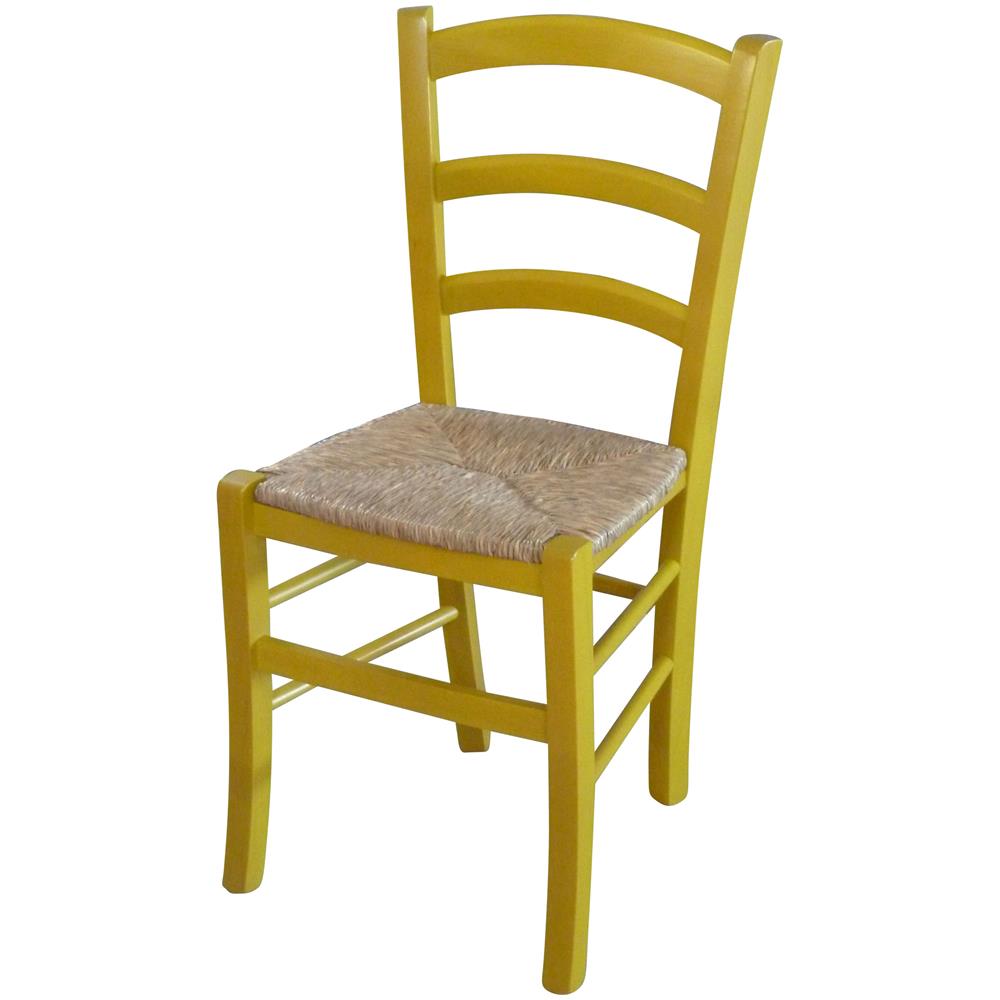 Biscottini Sedia in Legno massello di faggio Finitura Verde Laccato con Seduta in Paglia L45xPR45xH88 cm Made in Italy