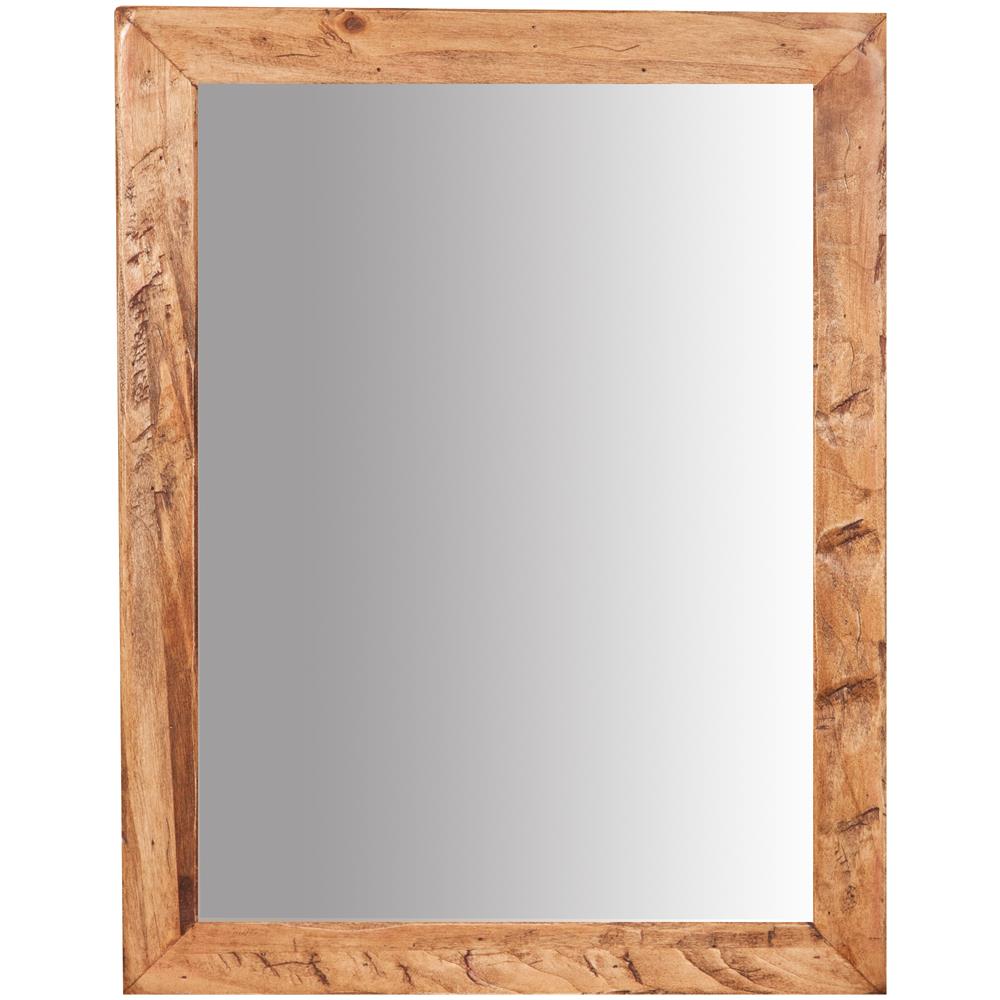Biscottini Specchio Specchiera Rettangolare da Muro in Legno massello di Tiglio Finitura Naturale 37x3x48 cm