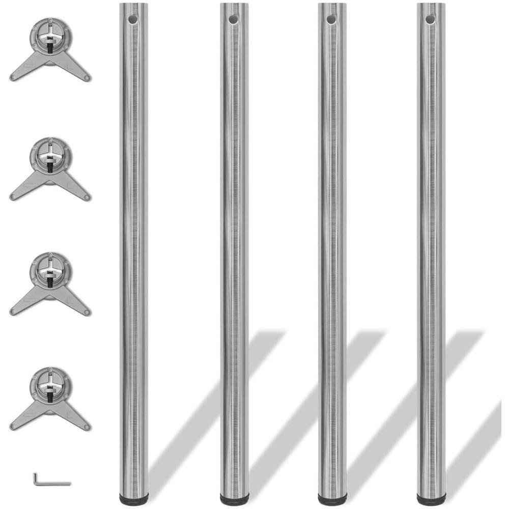 Set 4 Gambe Placcate In Nickel Per Tavolo Regolabili Altezza 1100 Mm - Foto 1