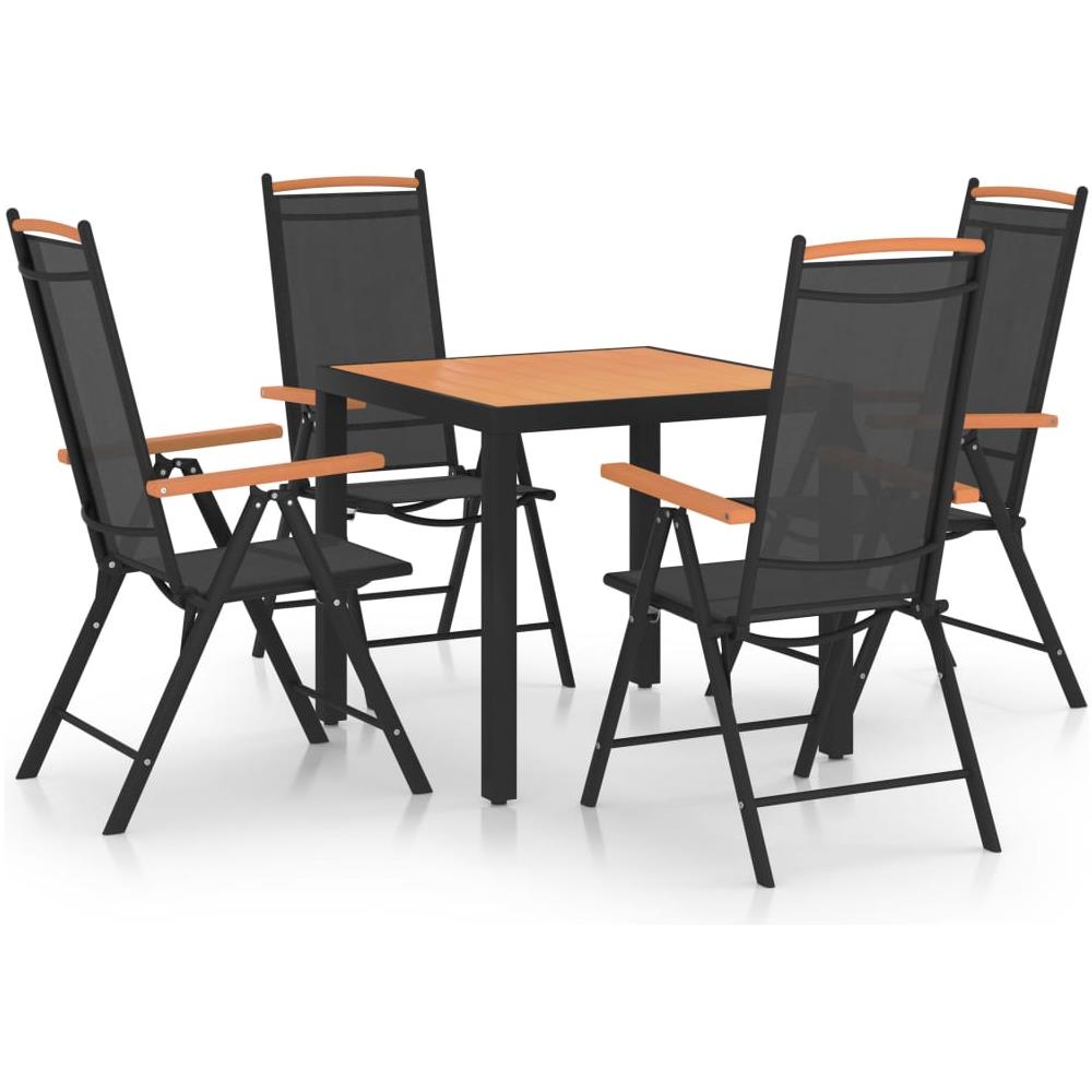 Set Mobili Da Pranzo Per Giardino 5 Pz In Alluminio Nero - Foto 1