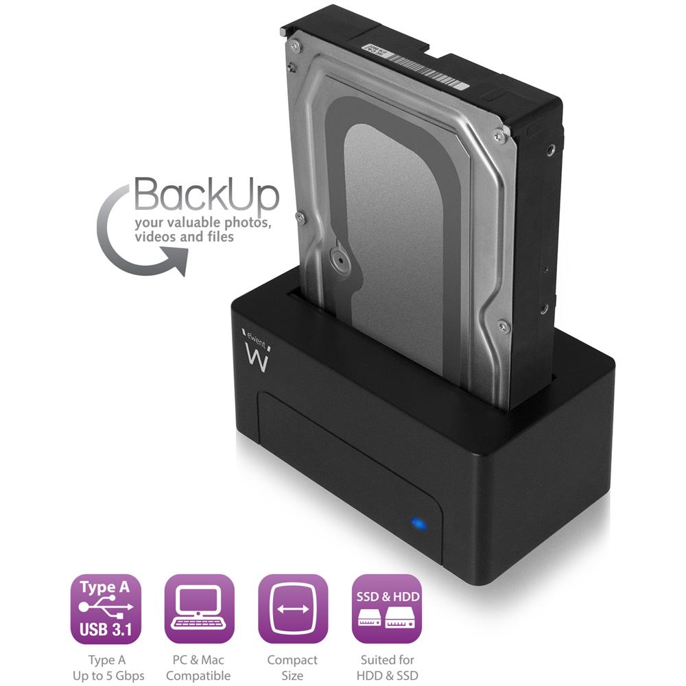EW7012 USB 3.0 (3.1 Gen 1) Type-B Nero docking station HDD / SSD - Foto 2