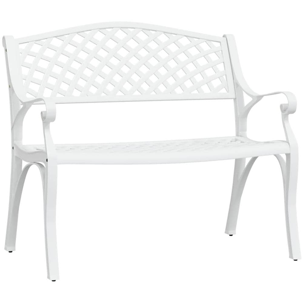 Panchina da Giardino 102 cm in Alluminio Pressofuso Bianco - Foto 2