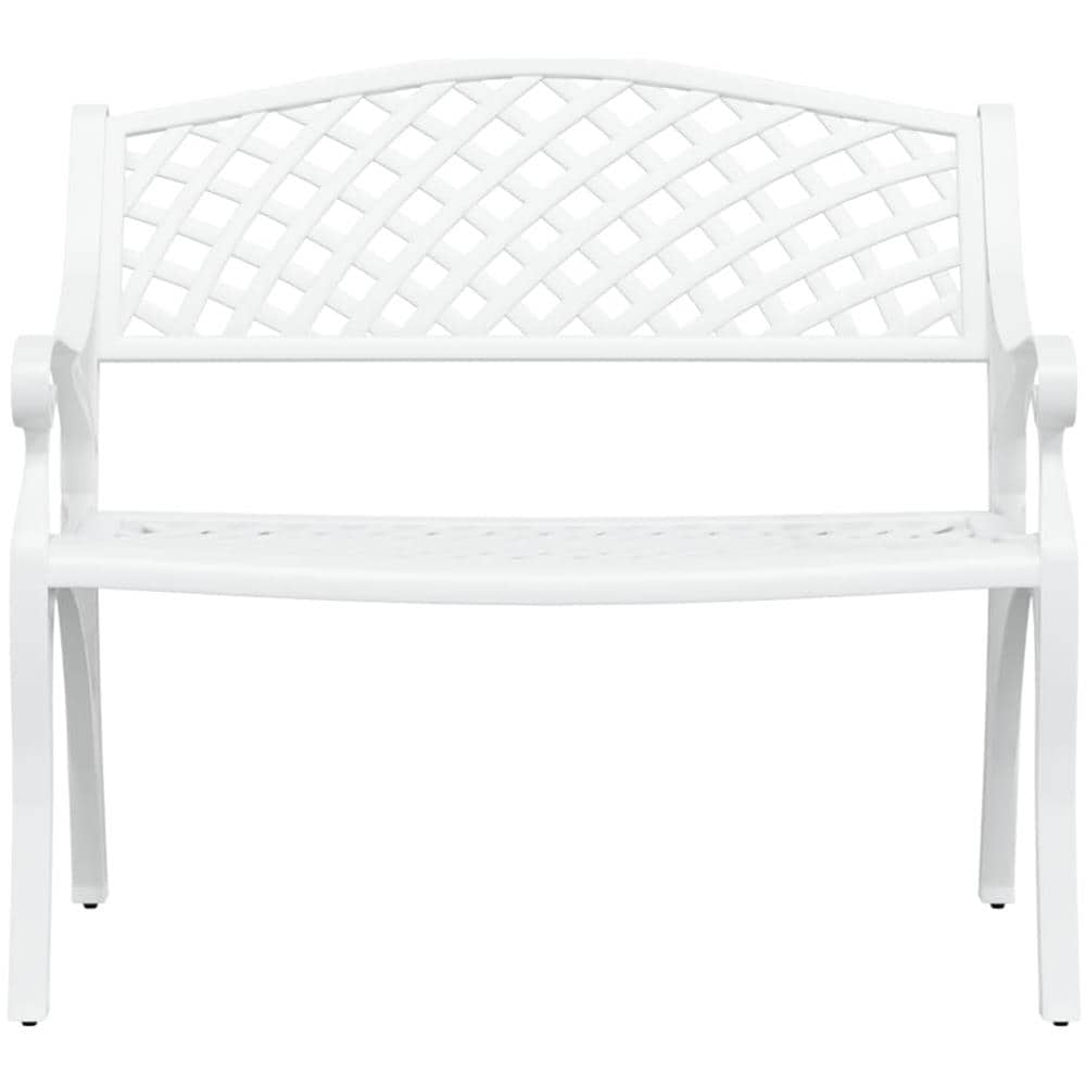 Panchina da Giardino 102 cm in Alluminio Pressofuso Bianco - Foto 3