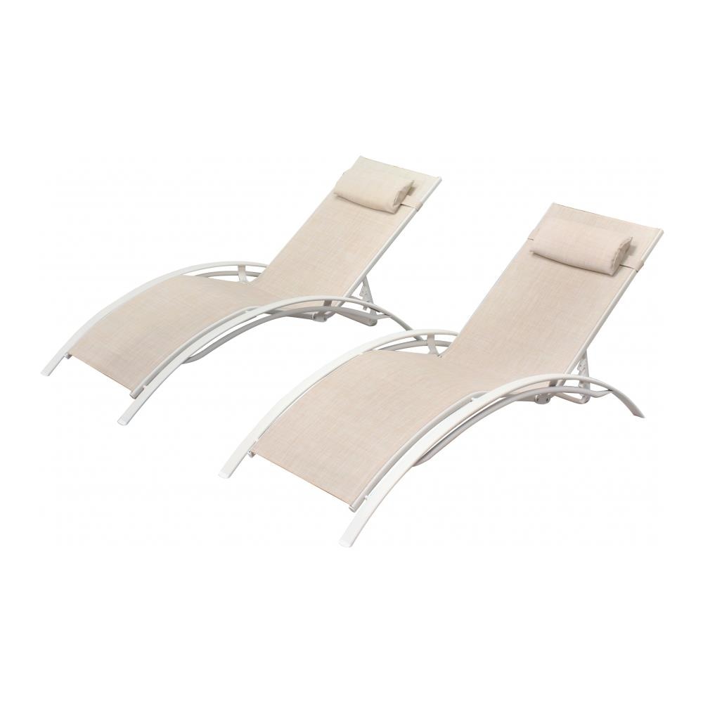 Set Di 2 Sdraio Regolabili In Alluminio E Textilene Ecru /biancp Bahia - Foto 1