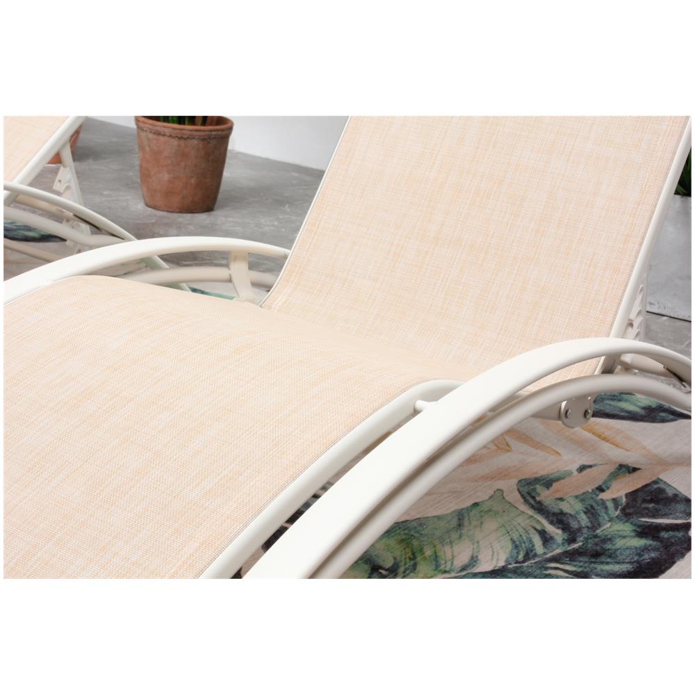 Set Di 2 Sdraio Regolabili In Alluminio E Textilene Ecru /biancp Bahia - Foto 7