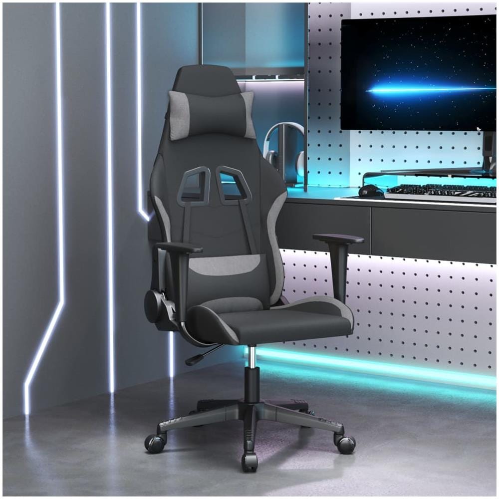 Sedia Da Gaming Nero E Grigio Chiaro In Tessuto - Foto 1