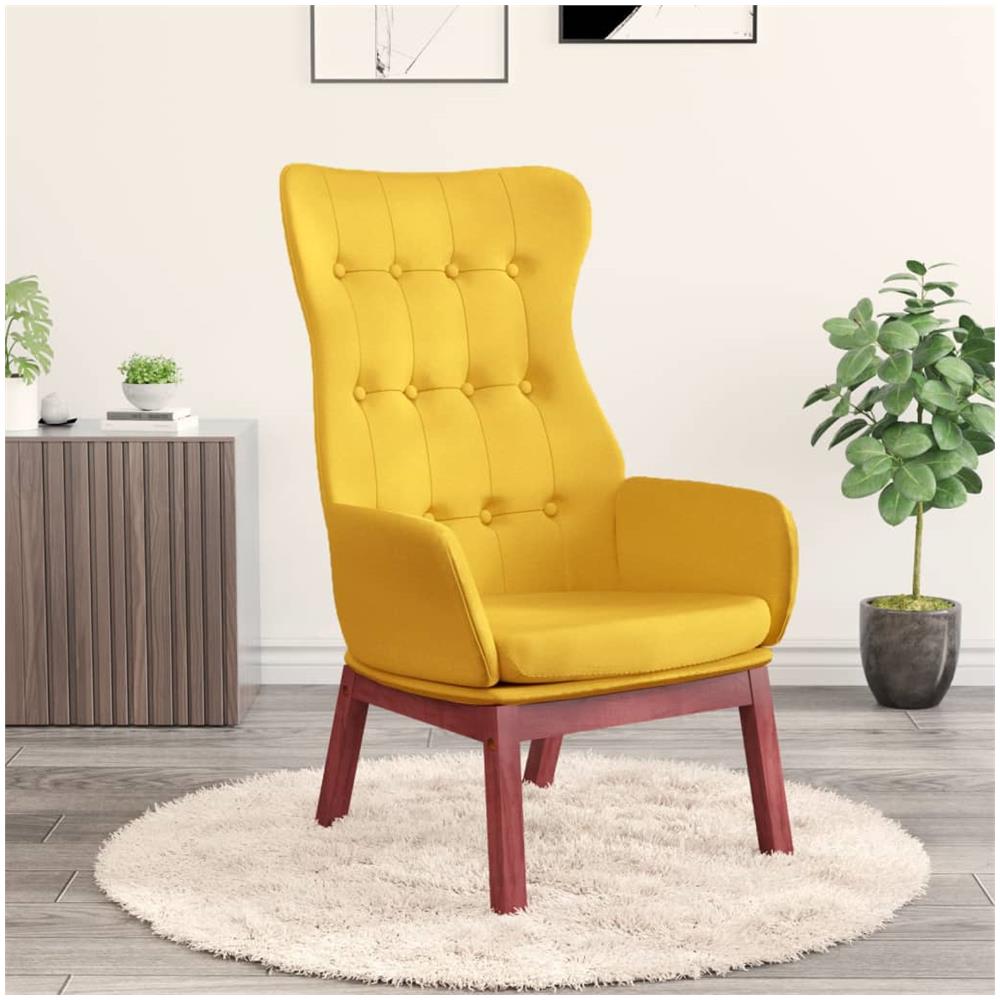 Poltrona Rilassante Giallo Senape In Tessuto - Foto 1