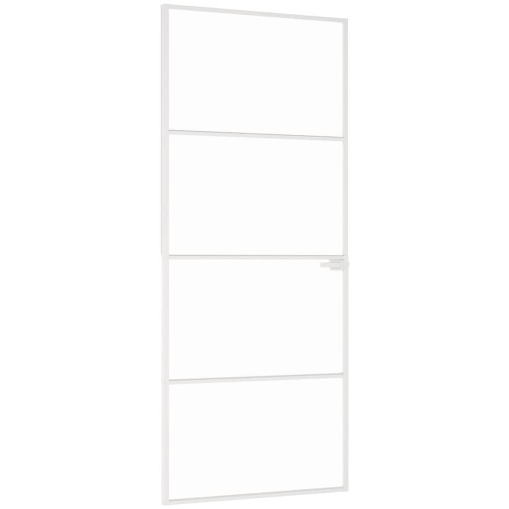 Porta Interna Bianca 83x201,5 Cm Vetro Temperato Alluminio Slim - Foto 2