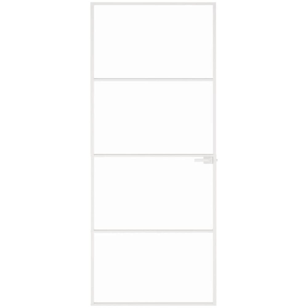 Porta Interna Bianca 83x201,5 Cm Vetro Temperato Alluminio Slim - Foto 3