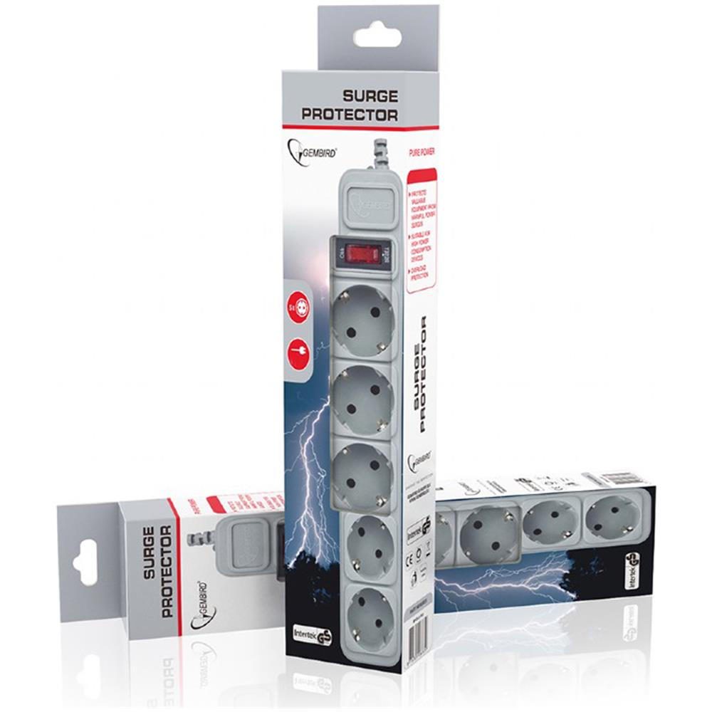 Ciabatta Gembird Con 5 Spine Con Protezione Contro Le Sovratensioni 4,5 M Colore Bianco - Foto 2