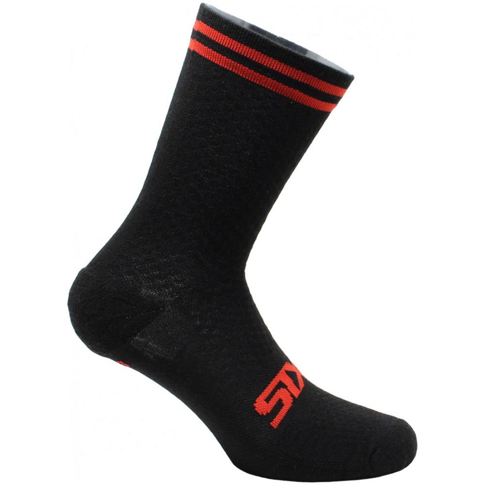 Calze Tecniche In Lana Merinos Nero - Rosso - Foto 1