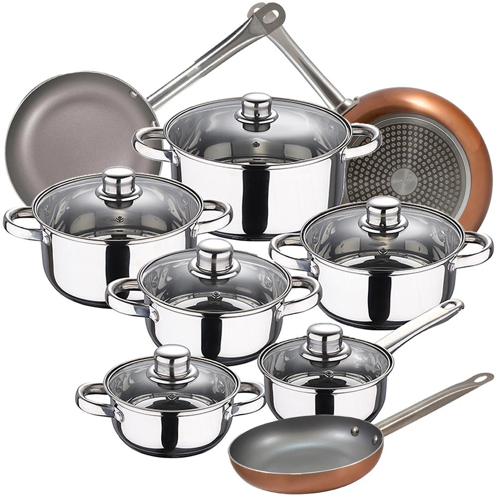 Cassel 12 Pezzi In Acciaio Inox Con Padelle (18/22/26 Cm) Optimum Plus In Alluminio Stampato - Foto 1