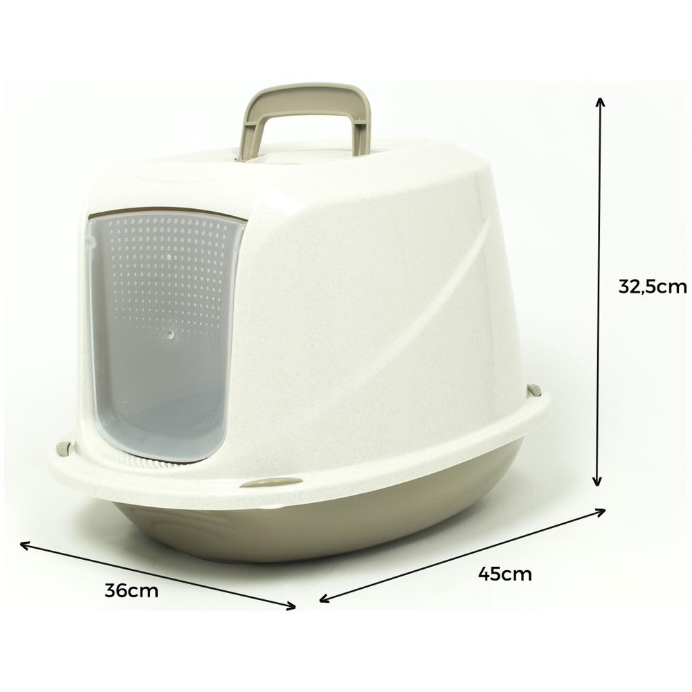 Lettiera Toilette Per Gatti Con Coperchio E Sportello 45x36x32,5cm Mod 700098 Beige - Foto 4