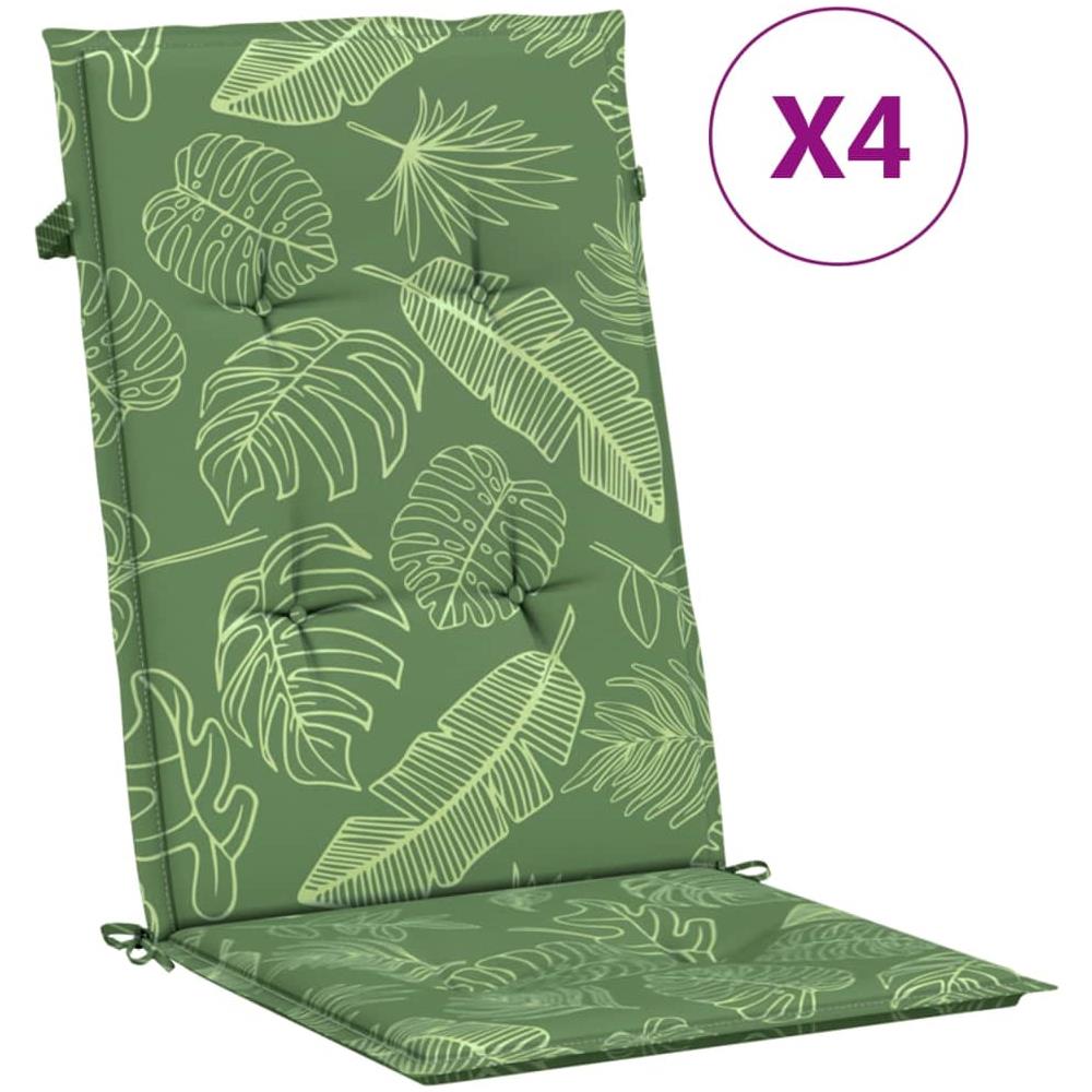 Cuscini Per Sedia Schienale Alto 4 Pz Motivo Foglie In Tessuto - Foto 2