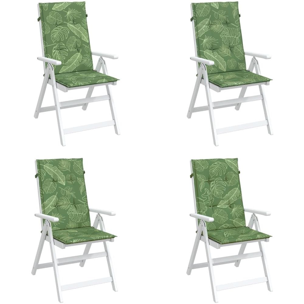 Cuscini Per Sedia Schienale Alto 4 Pz Motivo Foglie In Tessuto - Foto 3