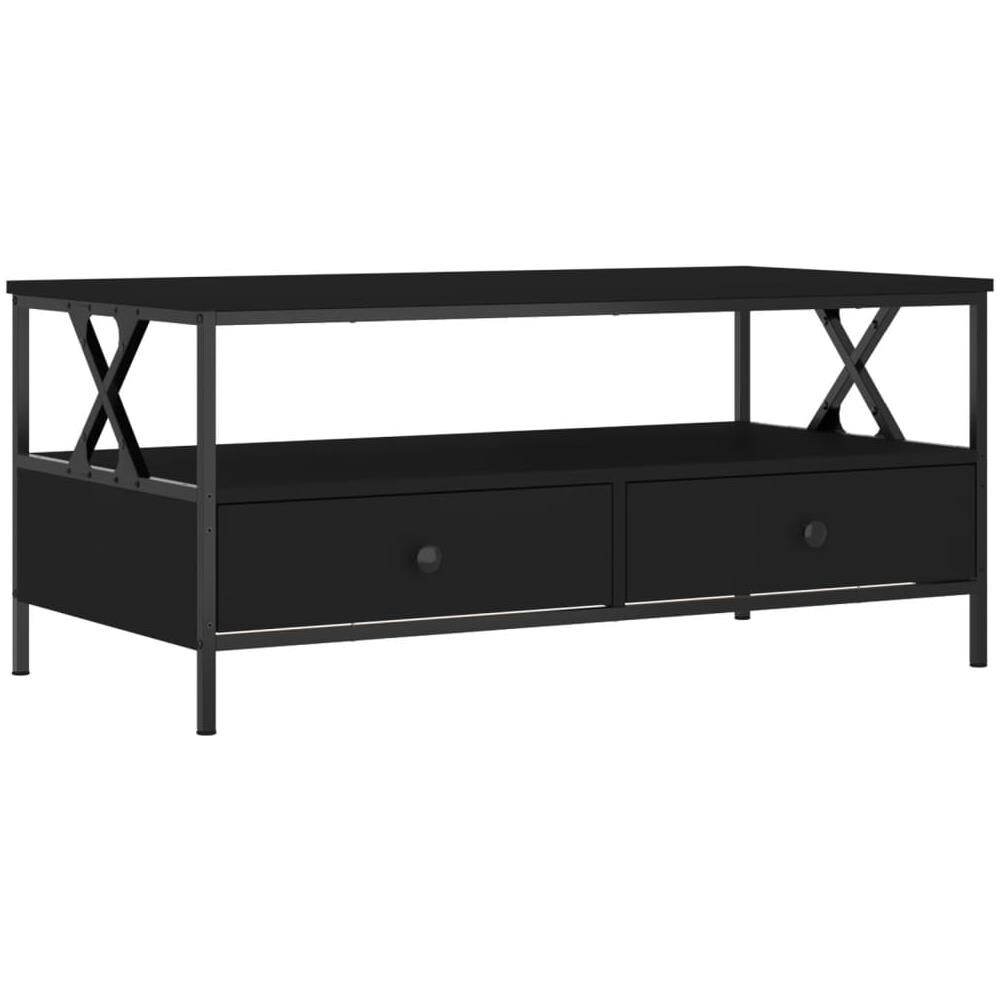 Tavolino Da Salotto Nero 100x51x45 Cm In Legno Multistrato - Foto 2