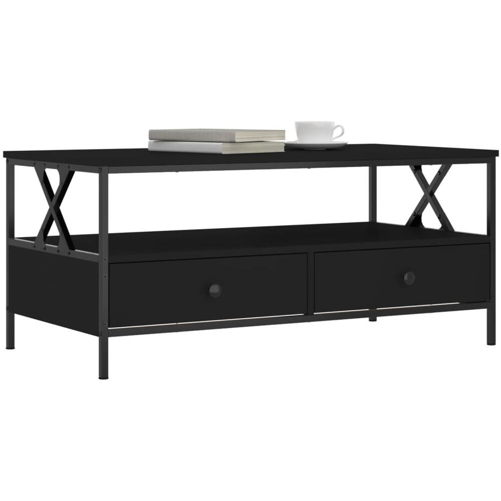 Tavolino Da Salotto Nero 100x51x45 Cm In Legno Multistrato - Foto 3