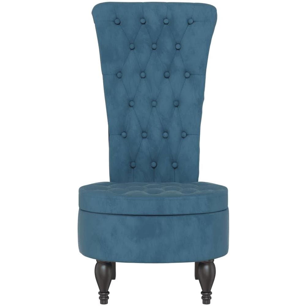 Sedia Con Schienale Alto Design Con Bottoni In Velluto Blu - Foto 3