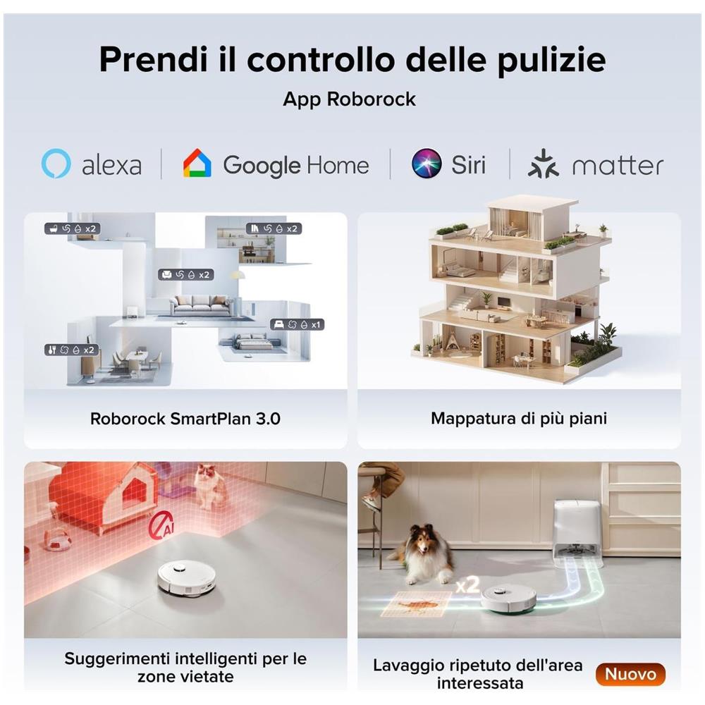 Qrevo 2 Pro Set Robot Aspirapolvere Lavapavimenti 25.000Pa, Bianco | Panno Estensibile, Antigroviglio, Autopulizia Panno 75°C, Rimozione Automatica dei Panni, Evita Ostacoli,Bianco - Foto 9