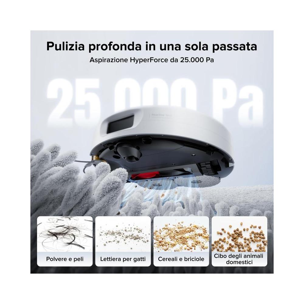 Qrevo 2 Pro Set Robot Aspirapolvere Lavapavimenti 25.000Pa, Bianco | Panno Estensibile, Antigroviglio, Autopulizia Panno 75°C, Rimozione Automatica dei Panni, Evita Ostacoli,Bianco - Foto 1