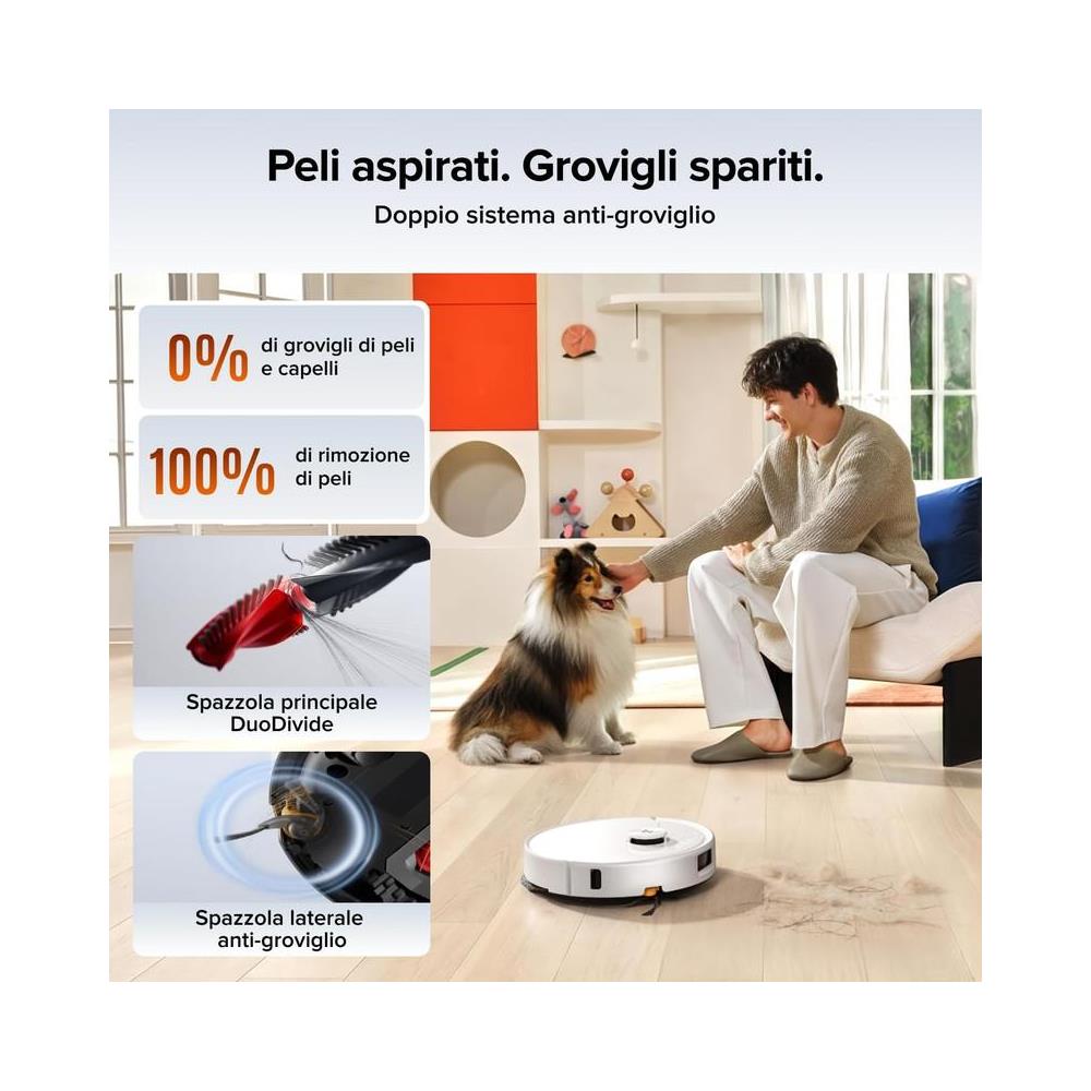 Qrevo 2 Pro Set Robot Aspirapolvere Lavapavimenti 25.000Pa, Bianco | Panno Estensibile, Antigroviglio, Autopulizia Panno 75°C, Rimozione Automatica dei Panni, Evita Ostacoli,Bianco - Foto 2