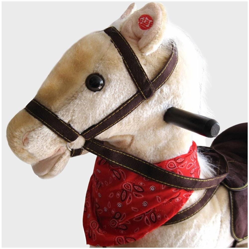 Cavallo A Dondolo Beige Con Suoni Realistici Legno E Peluche Bambini Infanzia - Foto 2