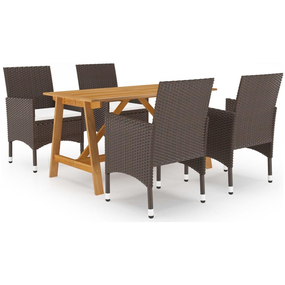 Set Mobili Da Pranzo Per Giardino 5 Pz Marrone - Foto 1