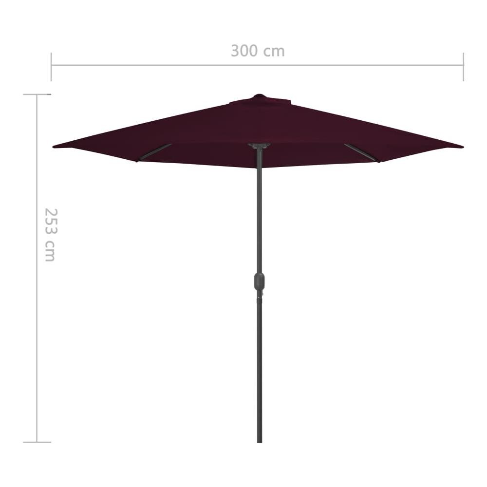 Ombrellone con Palo in Acciaio Rosso Bordò 250x250x230 cm - Foto 6