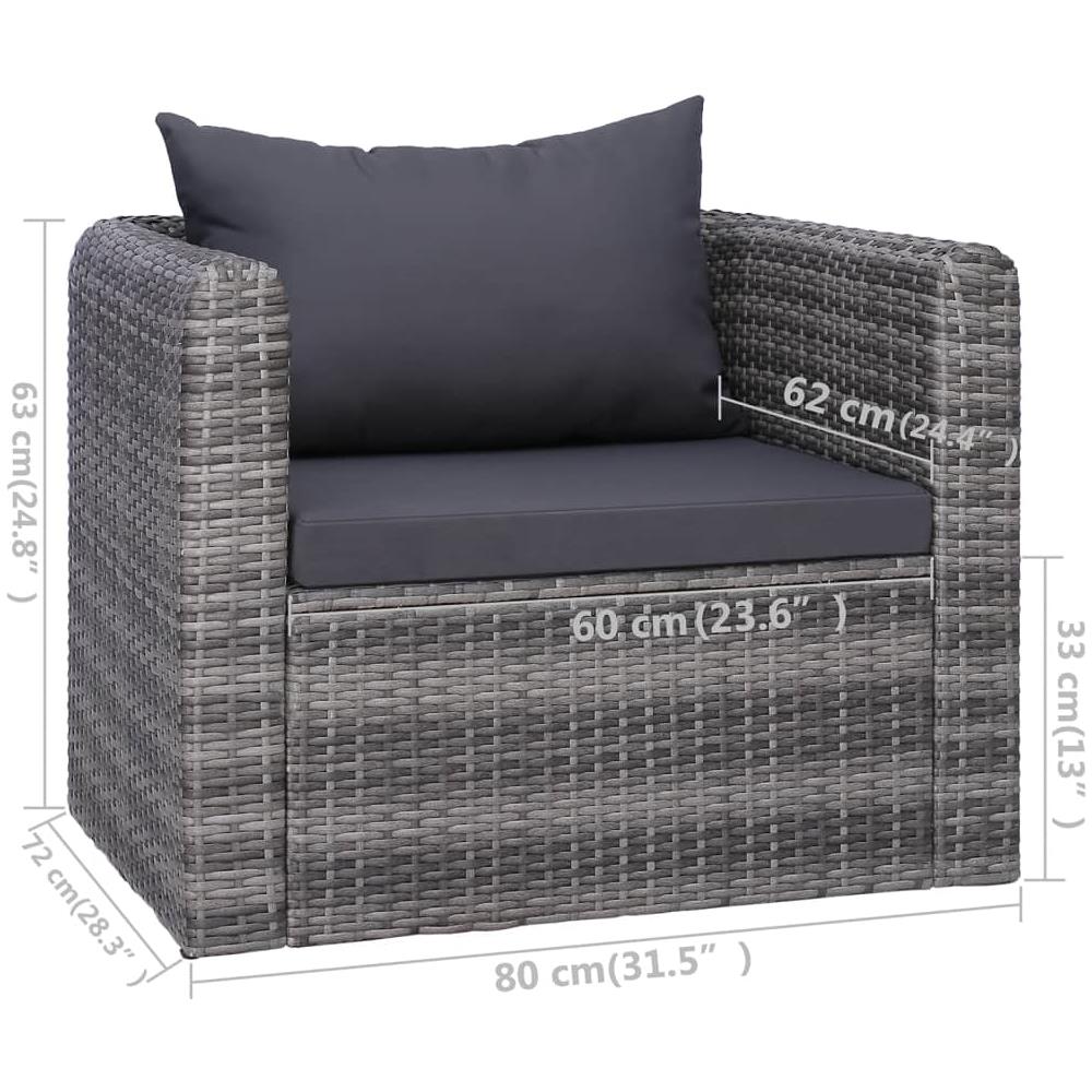 Set Divani da Giardino 9 pz con Cuscini in Polyrattan Grigio - Foto 2