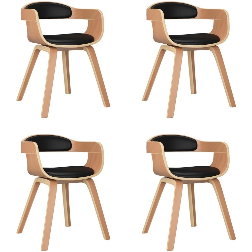 Sedie da Pranzo 4 pz Nere in Legno Curvato e Similpelle - Foto 1