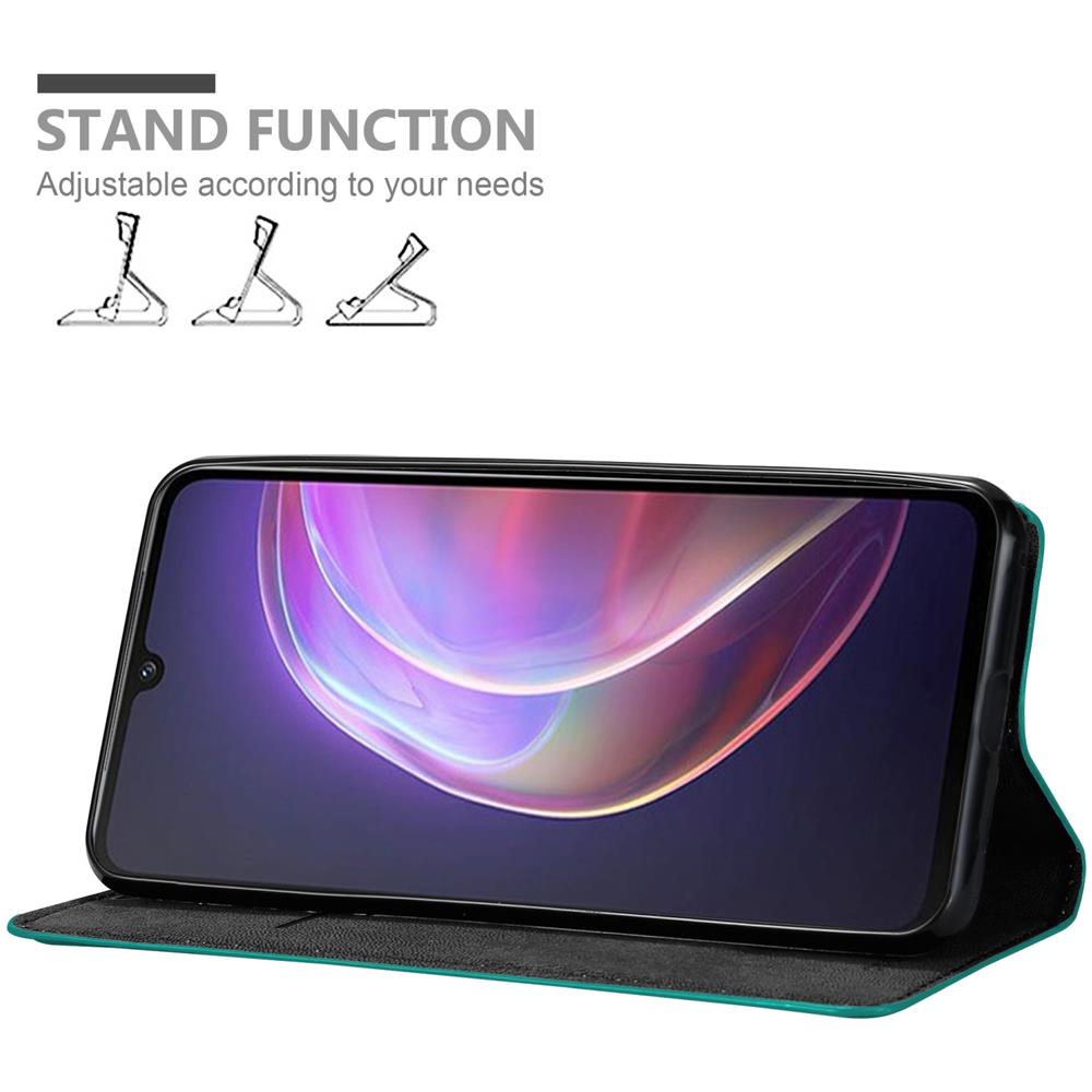 Custodia Compatibile Con Vivo V21 4g / 5g In Turchese Petrolio - Coperchio Protettiva Con Chiusura Magnetica, Funzione Stand E Tasca Per Le Carte - Foto 2