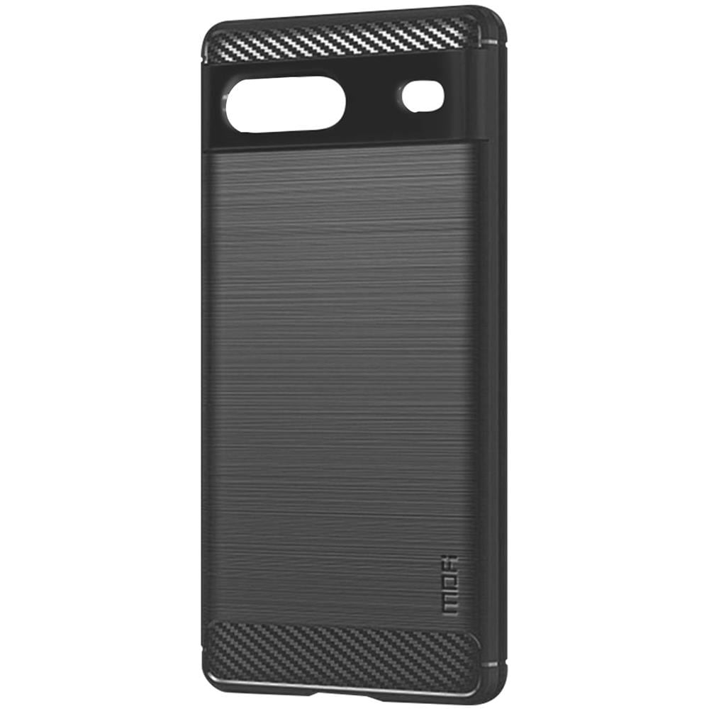 Cover Flessibile Google Pixel 7 Effetto Carbonio E Metallo Spazzolato Nera - Foto 1